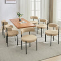Boucle Dining Chairs Set of 6, Mid Century Modern Dining Room Chairs with Barrel Backrest, Upholstered Beige Kitchen Chairs for Dining Room, Restaurant