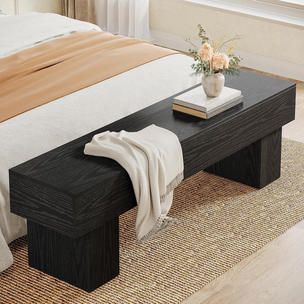 Tribesigns 63" Long Entryway Bench, Rustic Farmhouse End of Bed Bench, W...