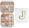 Parima Christmas Stocking Stuffers Gifts for Grandkids Teenage Girls - Travel Jewelry Case for Women Girls, Sisters Gifts from Brother| Birthday Gifts for Soul Friends - Letter J, White