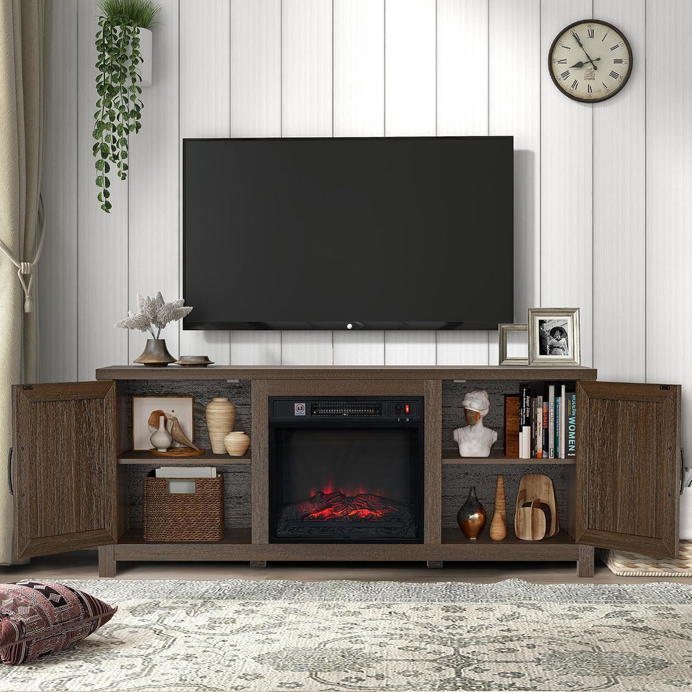 58 Inch Fireplace TV Stand for TV up to 65" | Farmhouse TV Stand with 18...