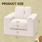 WLIVE Compact Bean Bag Chair, Single Foam Couch Chair, Compact Bean Bag Chair for Dorm Bedroom Kids Playroom, Teen Adult, Beige