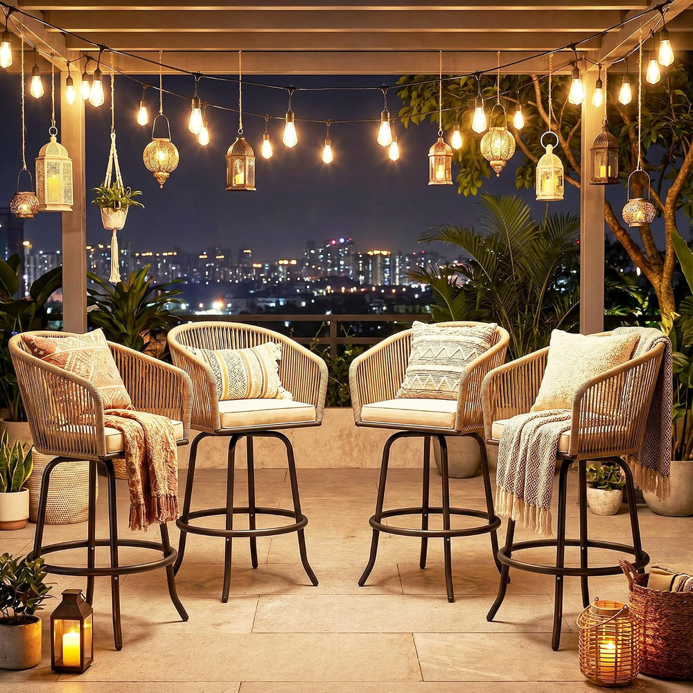 YITAHOME 27" Bar Stools Set of 4 with Arms & Cushions, 360° Swivel O...
