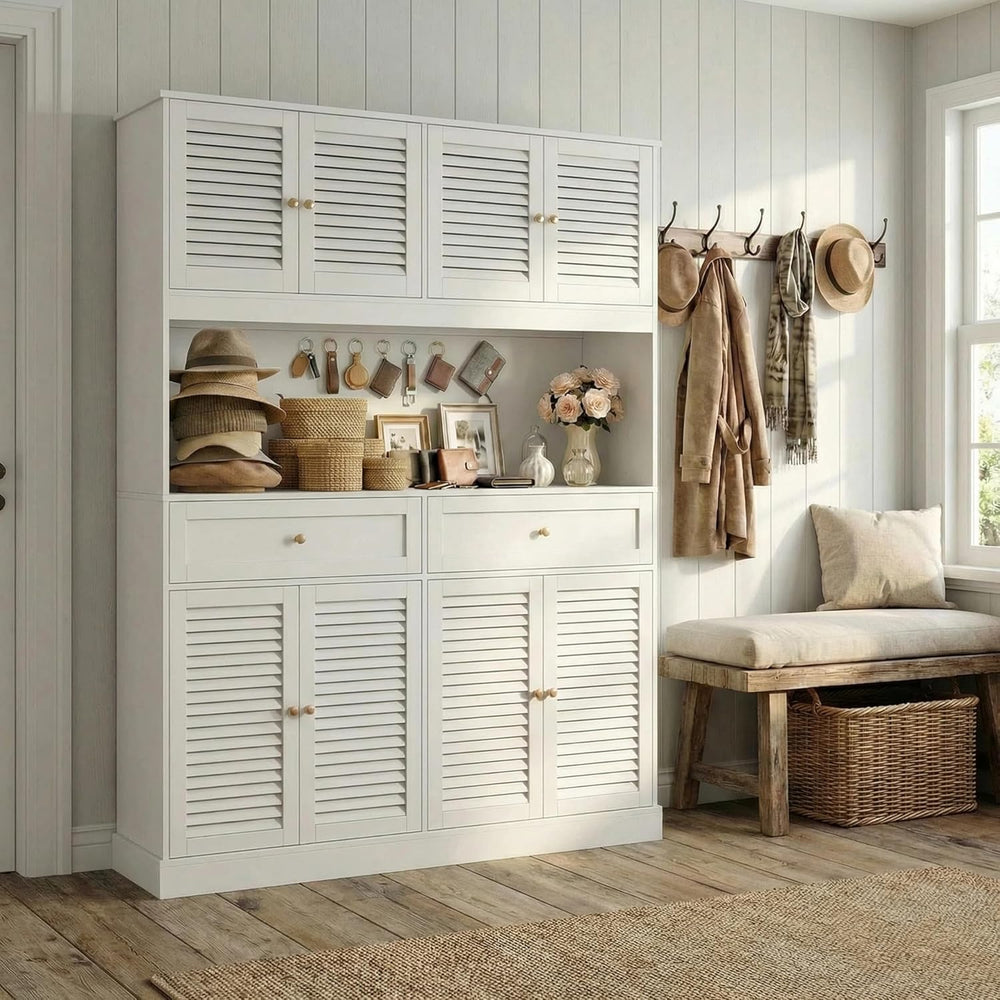 HIFIT 71“HX55“W Large Pantry Cabinet for Food Storage, Farmhouse Kitchen Hutc...