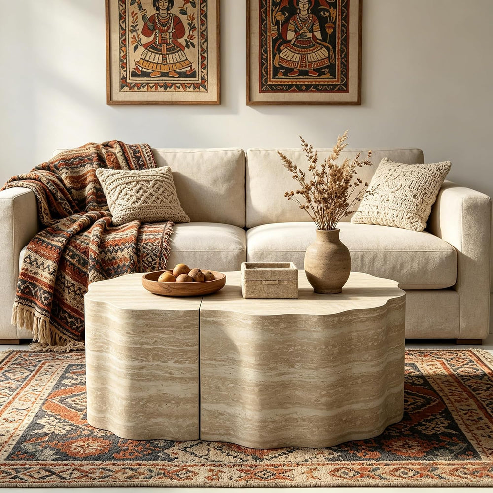 40" Nesting Set Living Room Coffee Tables, Accent Tea Table with Wooden ...