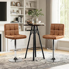 Yaheetech Bar Stools Set of 2, PU Leather Swivel Barstools, Height Adjustable Counter Chairs, Modern Stools with Back for Bar Kitchen Island Dining Room, Retro Brown