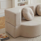 75" Convertible Folding Sofa Bed, 2-in-1 Full Size Floor Boneless Couch Bed, Loveseat sleeper Couch, Memory Foam Floor Sofa Sleeper SofaBed, Small couches for small spaces, No Assembly (Khaki)