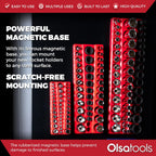 Olsa Tools Magnetic Socket Organizer | 3pc Socket Holder Kit | 1/2-Inch, 3/8-Inch, & 1/4-Inch Drive | Socket Organizers For Toolboxes | Red | Holds 123 | Professional-Grade Tool Organizer | Part 1560