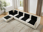 98" Cloud Modular Sectional Sofa Couches with Ottoman, Ivory White | Oversized Modern Sleeper Sofa with Deep Seat Double-Layer Thick Cushion, Convertible Upholstered Sofa Set for Living Room