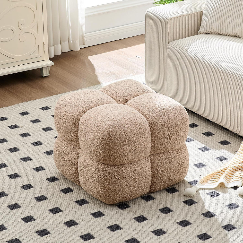 Zesthouse Square Pouf Ottomans Set of 2, Modern Vanity Chair for Bedroom | Sh...