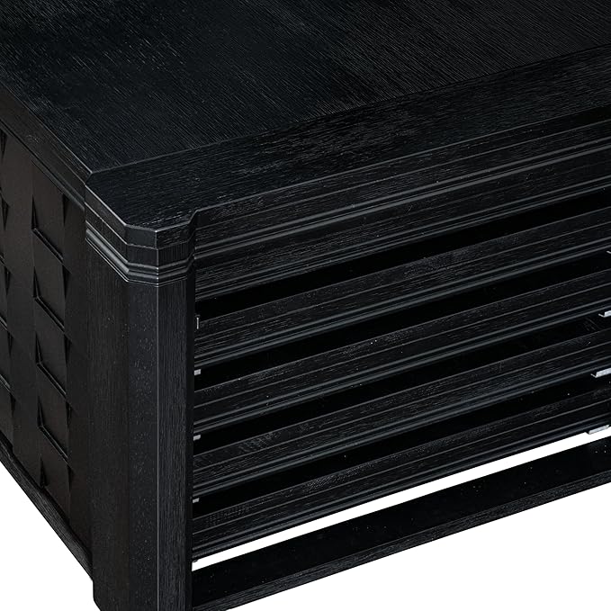 X12MZ-0C6-50 - 14-Pc Dining Room Table Set a Rectangular Table with a coffee table and 12 Dark Gotham Grey Linen Fabric Dining Chair, 39x120 Inch, Wire Brushed Black