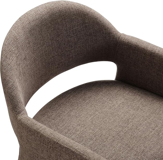 Modway Talia Upholstered Fabric Dining Armchair in Mocha - Modern Curved Dining Chair with Open-Back - Living Room Barrel Lounge Chair - Single Upholstered Accent Chair with Arms