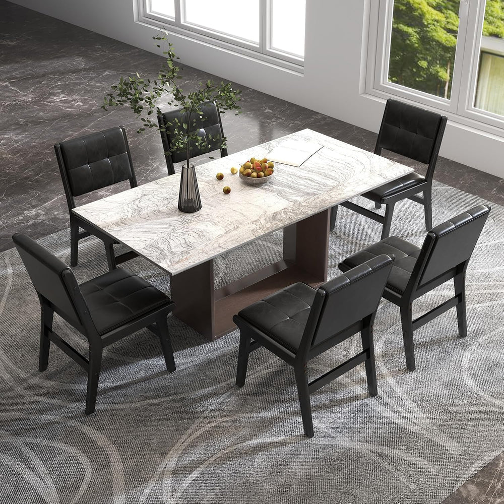 civama Faux Leather Dining Chairs Set of 6, Dining Room Armless Kitchen Chair...