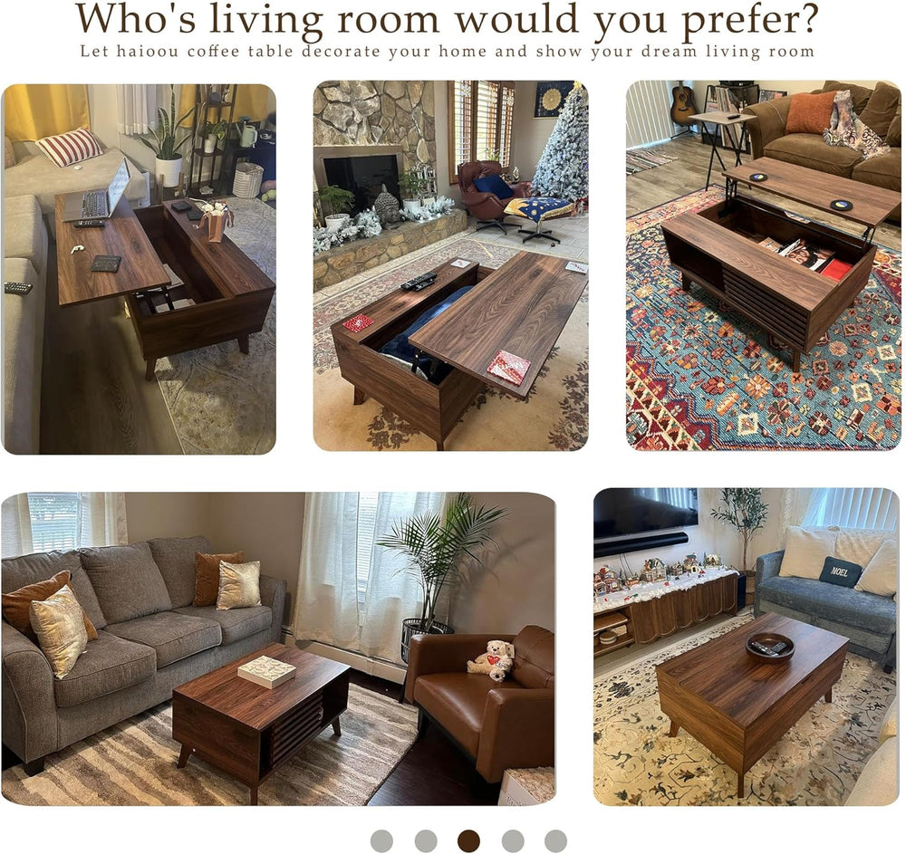 HAIOOU Lift Top Coffee Table with Storage for Living Room 35.4" Walnut