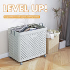 UAK Laundry Basket with Wheels, Collapsible Plastic Laundry Hamper with Handle, Foldable Laundry Basket Organizer for Laundry and Bathroom Light Grey, XXXXL (110L)