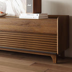 POVISON Fully-Assembled Mid Century Modern TV Stand with Legs, Wood Media Console with Adjustable LED Light, Entertainment Center with Storage for Living Room