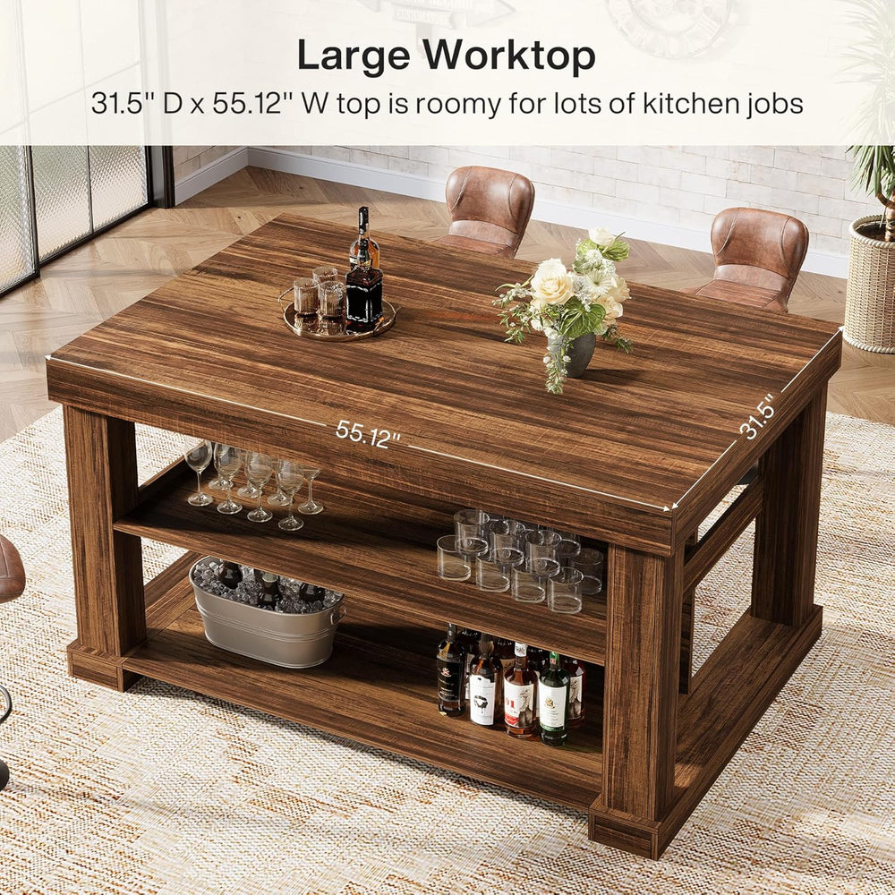 Tribesigns 55-Inch Dining Table for 6, Rectangular Counter Height Dining Tabl...