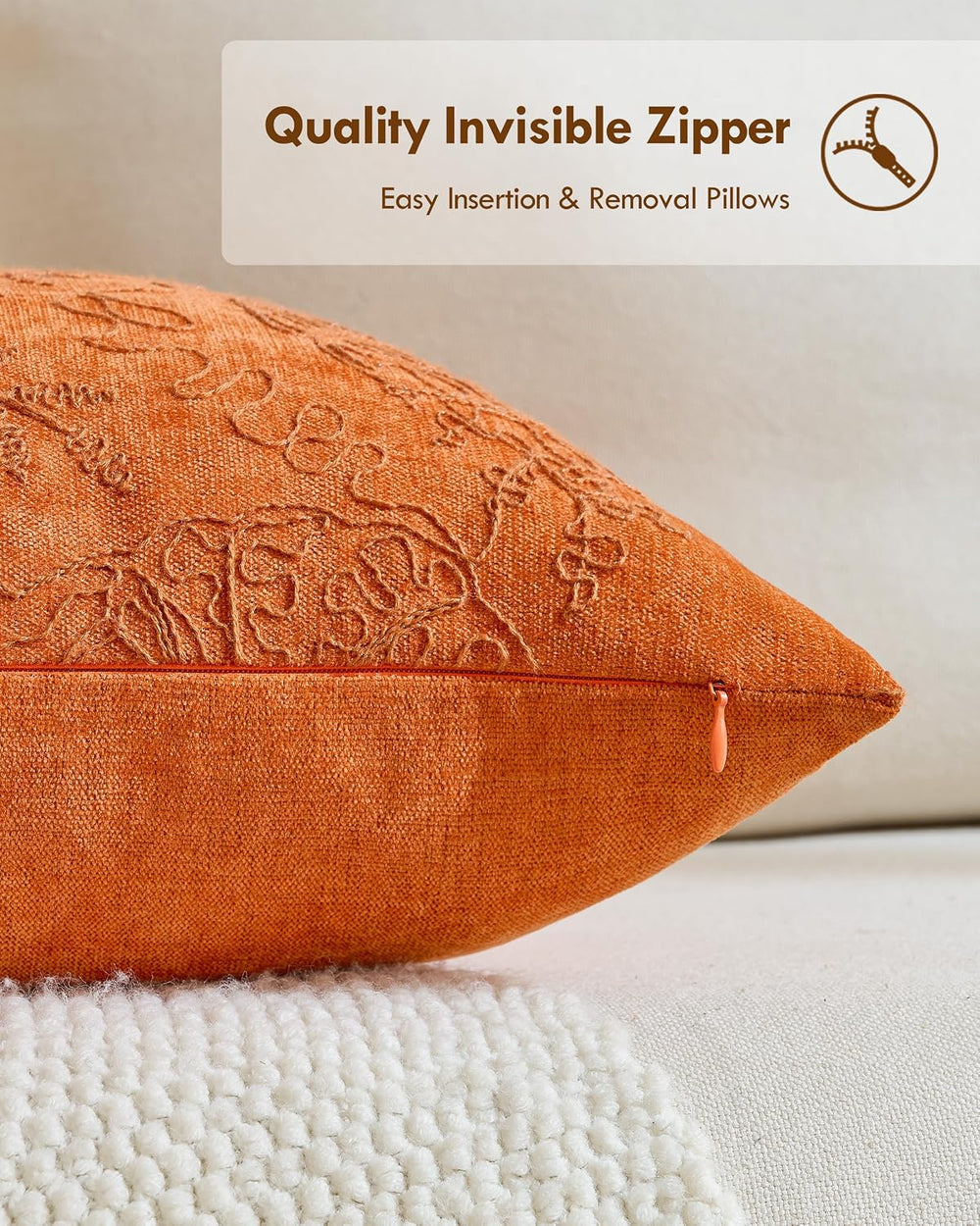 TOPWAVE 2 Pack Fall Throw Pillow Covers, Pumpkin, Orange 24x24