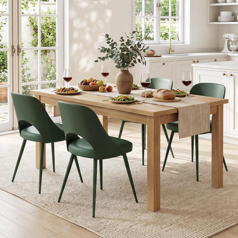 NOBPEINT Dining Chairs Set of 4, PU Leather Kitchen Chairs with Metal Legs