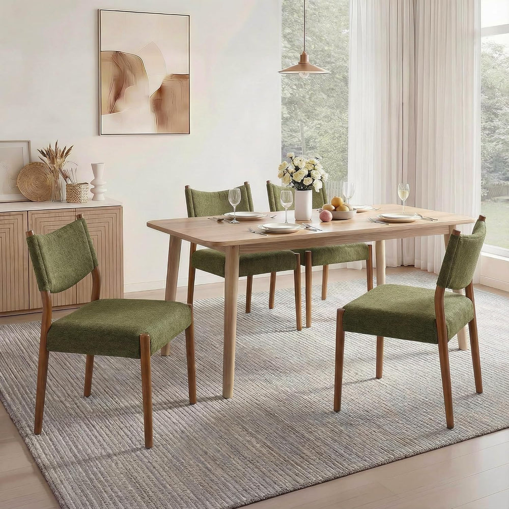 KISLOT Dining Chairs Set of 2, Ergonomic Upholstered Wood Chairs, Green | Mid...