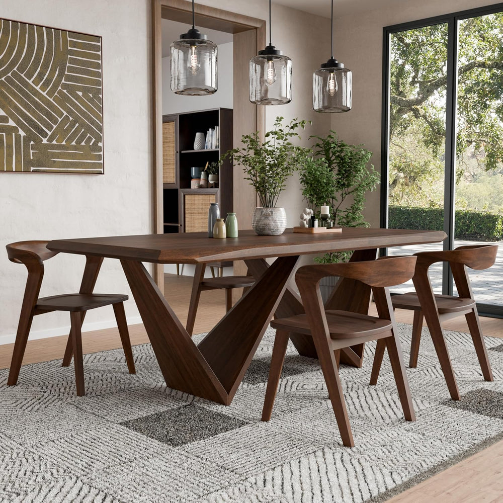 Furniture of America Nazaen III Mid-Century Modern Solid Wood 5-Piece Live Ed...