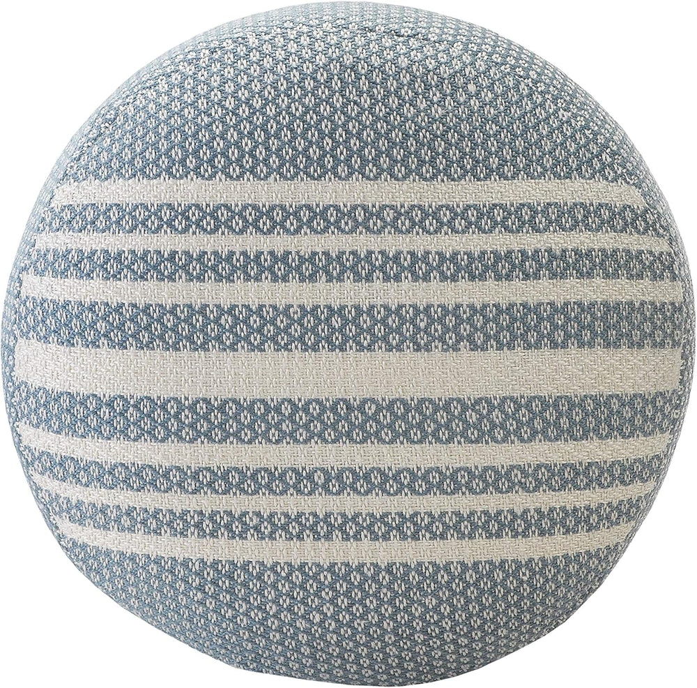 LR Home Simple Stripe Indoor Outdoor Pouf, Blue/White/Pink/Black, 20" x ...