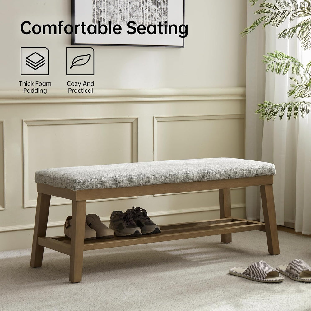 VKNOW Entryway Bench, 44.4" Upholstered Shoe Storage Bench for Entryway ...