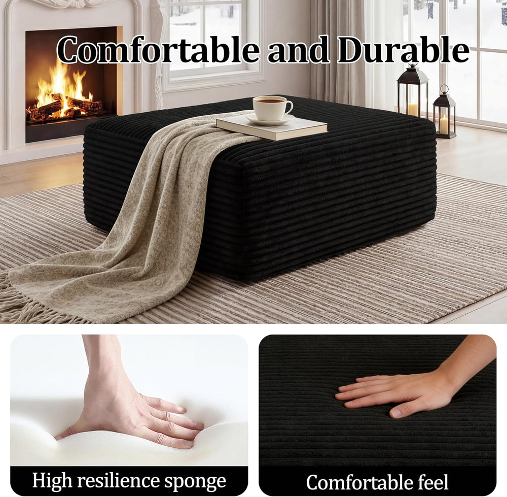 Ottoman, Modern Corduroy Cloud Foot Rest Foam Support, Oversized Modular Sect...