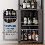 IDEALHOUSE Corner Bar Wine Cabinet with Glass Holder Wine Bar Rack Cabinet with Mesh Door & Glass Holder,Industrial Liquor Cabinet for Home, Kitchen, Dinning Room,Rustic Oak