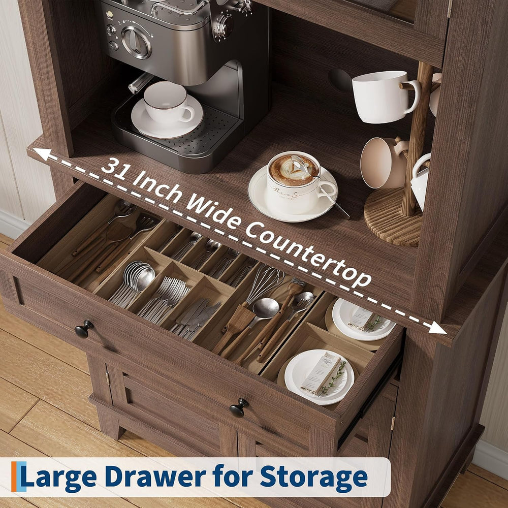 GarveeHome 72 in Tall Kitchen Pantry Cabinet, Kitchen Hutch Bar Cabinet with ...