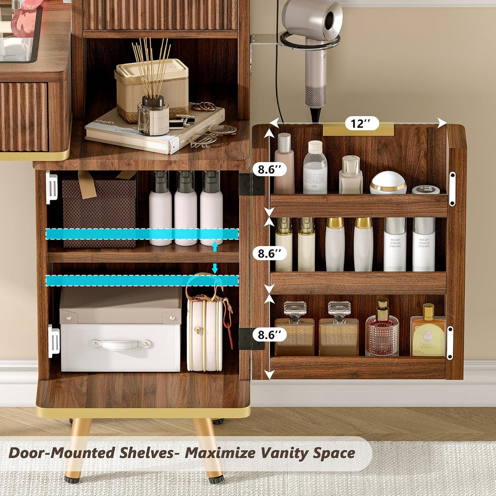 Einhomn 47" Vanity Desk with 5X Magnifying Mirror & 3-Color LED Ligh...