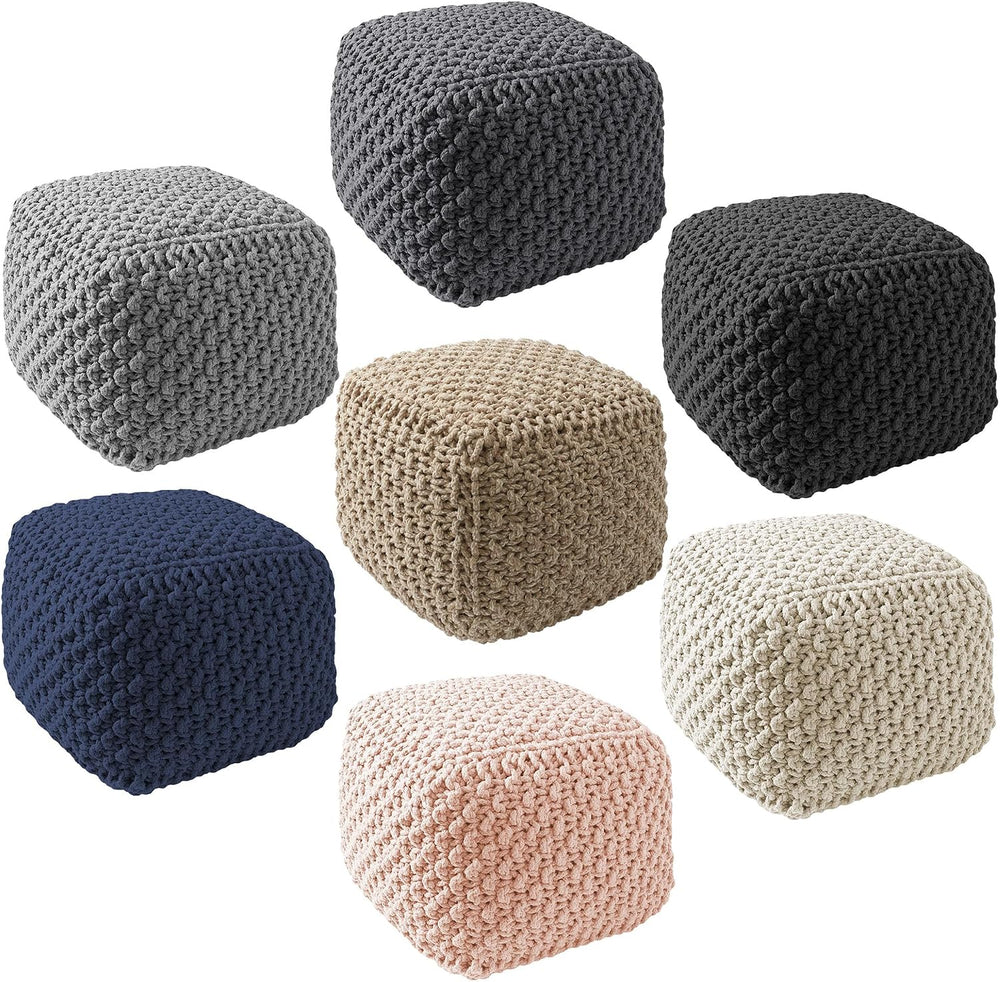 Casafield Square Pouf Ottoman, Black - 18.5" W x 18.5" D x 14.5&quo...