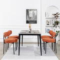 DYHOME Boucle Dining Chairs Set of 4, Upholstered Kitchen Dining Room Chairs, Side Chairs with Thick Cushions and Metal Legs for Kitchen Living Room, Orange