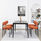 DYHOME Boucle Dining Chairs Set of 4, Upholstered Kitchen Dining Room Chairs, Side Chairs with Thick Cushions and Metal Legs for Kitchen Living Room, Orange