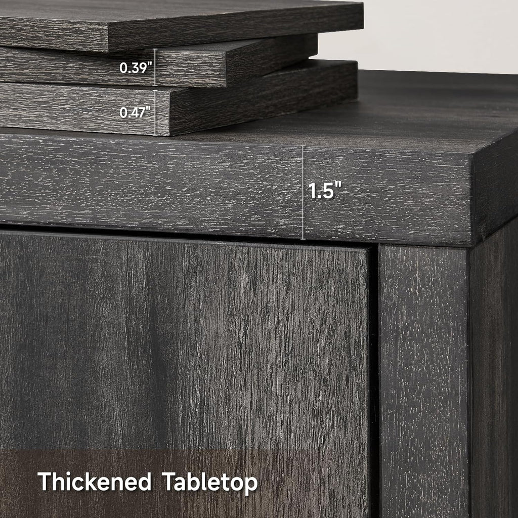 ONBRILL Buffet Cabinet with Storage, 63" Sideboard Cabinet with 4 Doors & Shelves, Wooden Kitchen Coffee Bar Credenza Storage for Living Room, Hallway (63" Wide), Black