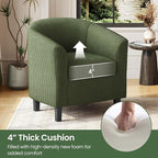 Yaheetech Corduroy Barrel Chairs Set of 2, Upholstered Club Chairs Accent Chairs, Round Armchairs Waiting Room Chairs with Soft Cushion for Living Room Bedroom Reading Room, Dark Green