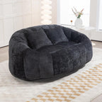 QQU Giant Bean Bag Chairs for Adult and Kids with 2 Pillows, 2-Seat Bean Bag Sofa with Armrest and Back, Chenille Loveseat Filling high -Density Foam, Large Lazy Sofa for Living Room, Bedroom,Black