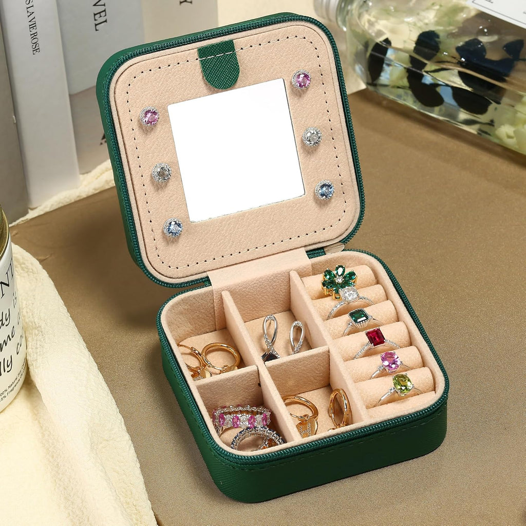 Parima Travel Jewelry Organizer for Women | Necklace, Earring, Ring Organizer | Women's Travel Gifts - Letter V, Green