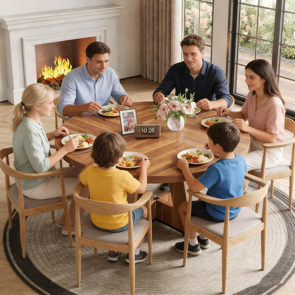 LITTLE TREE Round Dining Table for 4-6 People, 47 Inches Dining Room Table wi...