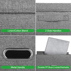 Large Linen Fabric Foldable Storage Bins with Removable Lid and Handles, Washable Storage Box Organizer Containers Baskets Cube with Cover for Bedroom,Office (Green, Extra Large(2-Pack))