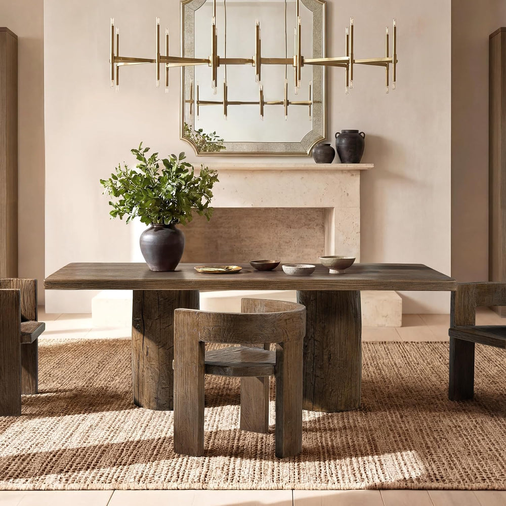 Jennifer Taylor Home Arbor 84" Solid Reclaimed Elm Double Pedestal 8-Per...