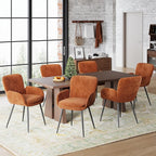VKNOW Modern Dining Chairs Set of 2, Upholstered Dining Room Chair with Armrest, Kitchen Chairs with Curved Ergonomics Backrest for Living Room, Dining Room, Kitchen, Orange