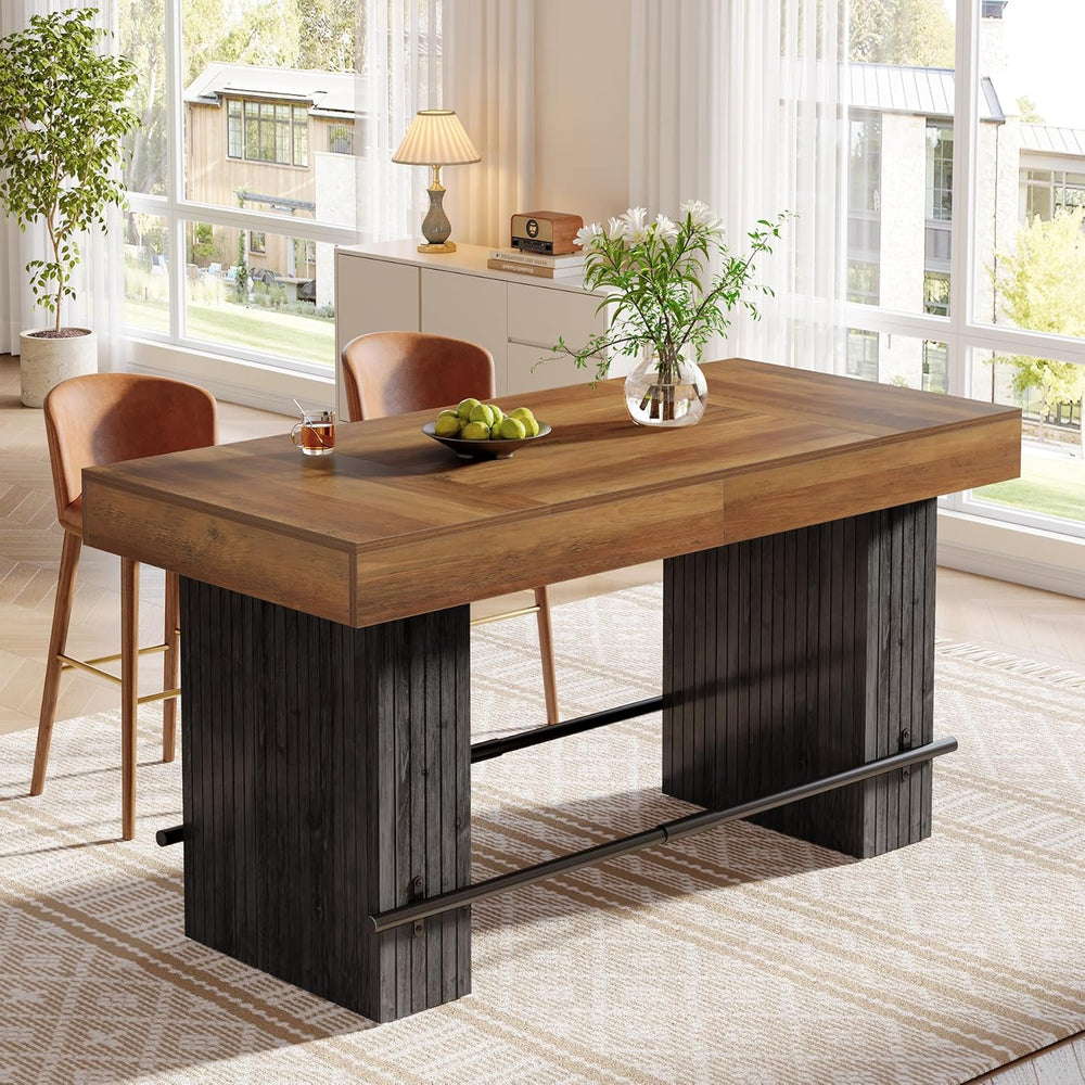Tribesigns 62.2-Inch Dining Table for 4-6, Counter Height Dining Room Table w...