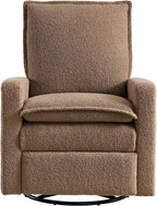 Oxford Baby Uptown Upholstered Glider Recliner Rocking Chair 360° Swivel for Nursery and Living Room - Teddy Brown