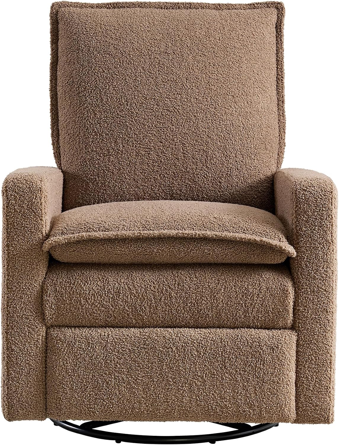Oxford Baby Uptown Upholstered Glider Recliner Rocking Chair 360° Swivel for Nursery and Living Room - Teddy Brown