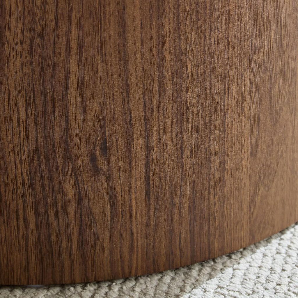 Nesting Coffee Table Set of 2, Modern Round Coffee Table Drum Side Table, Wooden Circle Accent Tables End Tables for Small Spaces Living Room Bedroom Office (Walnut)