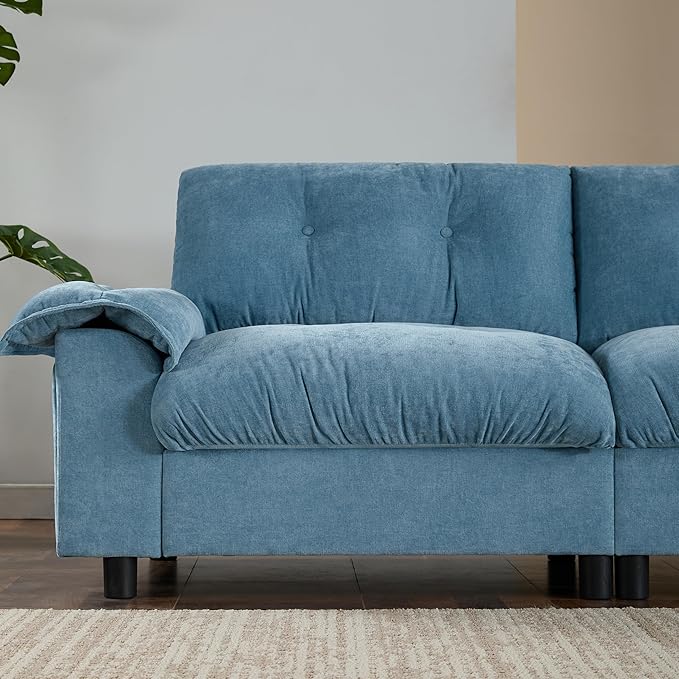 Ball & Cast Modular L Shaped Sectional Sofa with Movable Storage Ottoman and Dual-Port Charging,4 Seater Comfy Cloud Couch W/Side Storage Pockets & Cup Holder,for Living Room,Apartment,Light Blue,104"