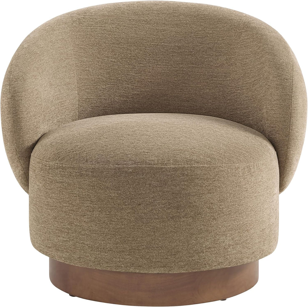 KISLOT Swivel Accent Chair Modern Round Barrel Armchair with Upholstered Perf...