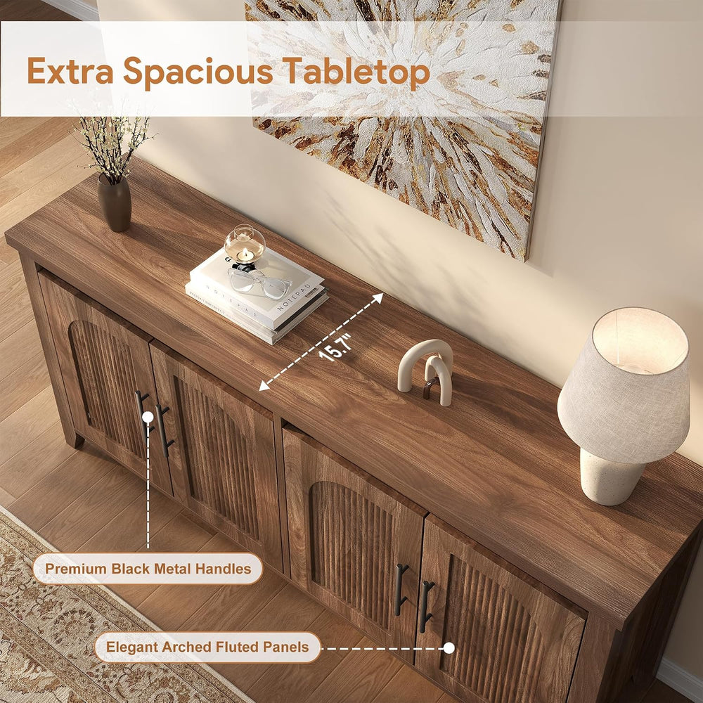 knoworld Modern Buffet Cabinet with Storage, 63" Fluted Sideboard Cabine...