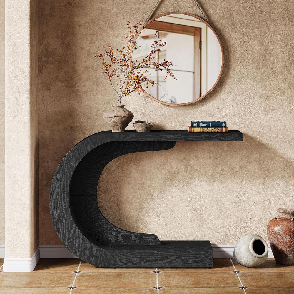 Tribesigns 43.3" Farmhouse Console Table for Entryway, Unique C-Shaped R...