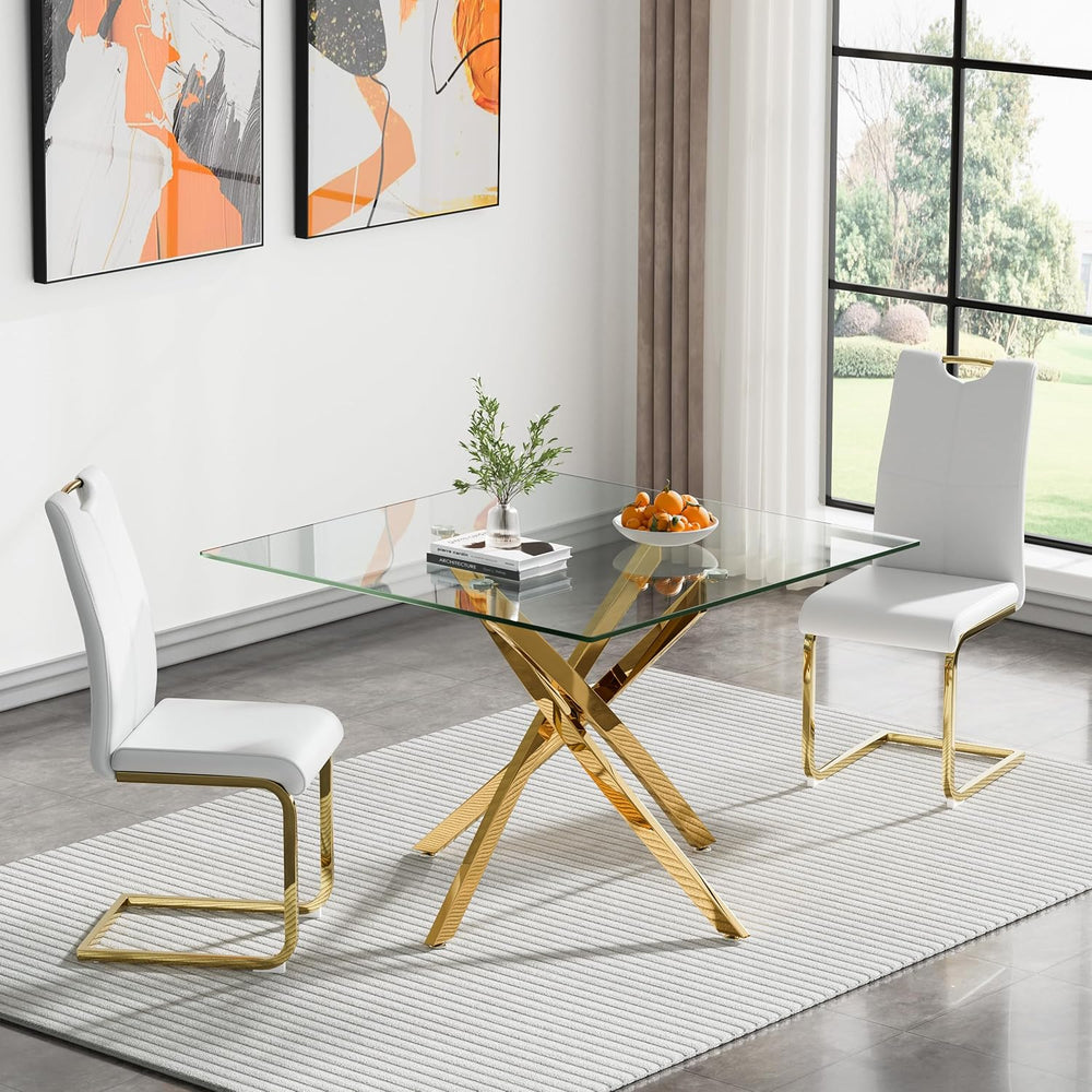 HomVent 3 Piece Square Glass Dining Table Set, Square Glass Kitchen Table Set...